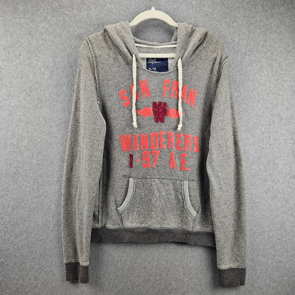 AMERICAN EAGLE OUTFITTERS Hoodie Womens XL Gray Distressed Graphic Pullover